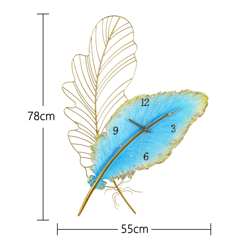 feather metal resin clock porch simple TV wall wall clock A-2  