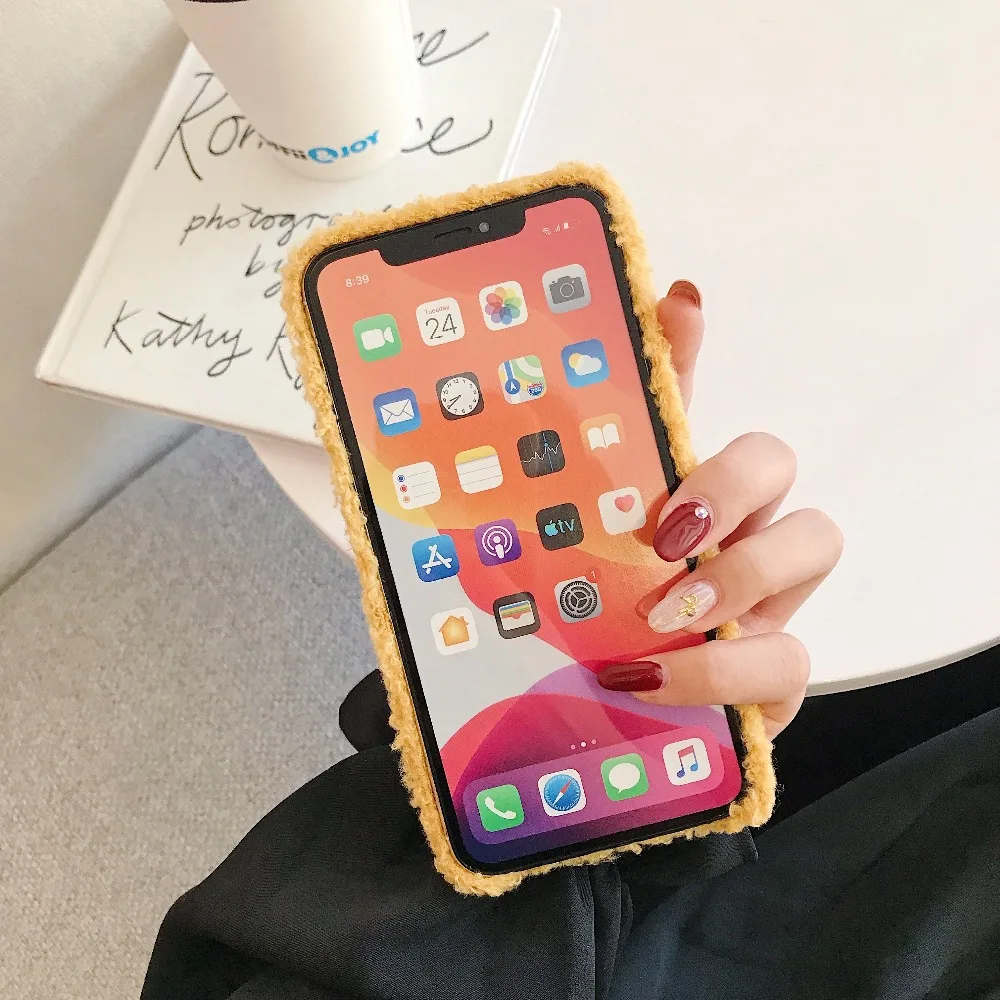 Плюшевый теплый пушистый чехол для iPhone 11 Pro Max чехол сплошной цвет мягкий силиконовый чехол для iPhone X XR XS MAX 7 8 6 6S Plus оболочка