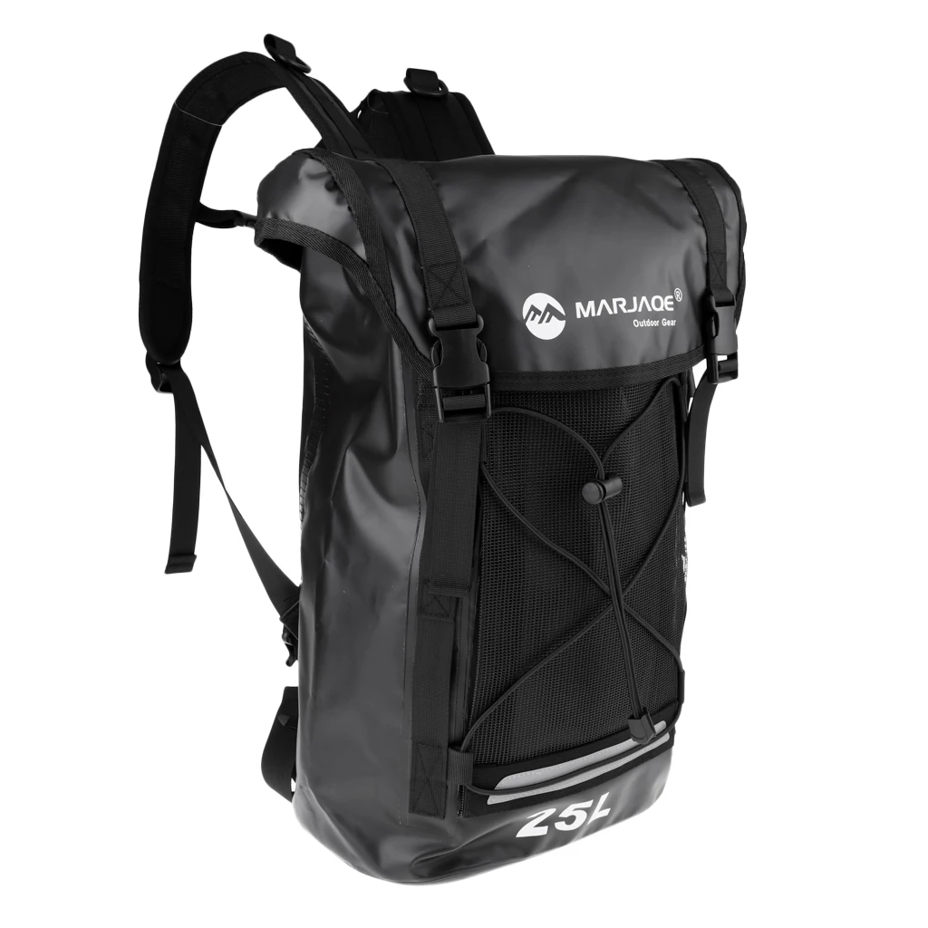 

25L Outdoor Waterproof Backpack Reinforced PVC Dry Bag with Reflective Trim, Padded Back Support & Shoulder Straps