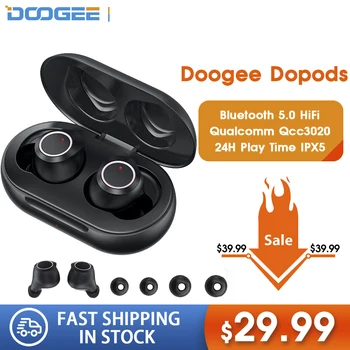 

DOOGEE Dopods Beat Earphone Bluetooth 5.0 TWS CVC 8.0 Earbuds with Qual comm QCC3020 APTX 24H Play time Voice Assistant IPX5