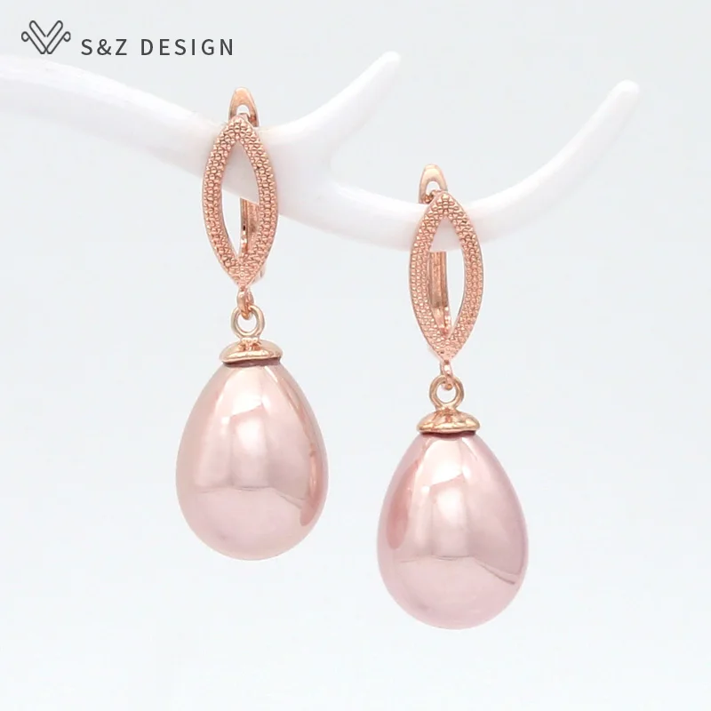 S&Z DESIGN Europe America Vintage Water Drop Simulated Pearl Dangle Earrings For Women Elegant Temperament Wedding Party Jewelry