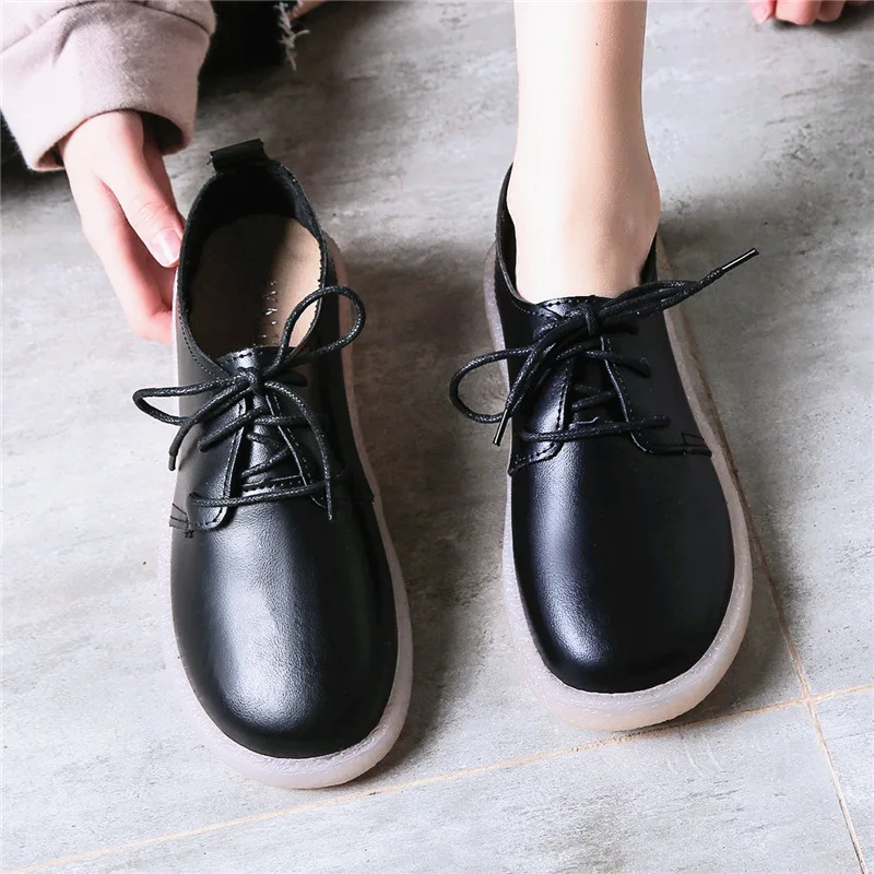 

Shoes Women's round-Toe Flat 2020 Spring New Style Korean-style Versatile Lace-up WOMEN'S Shoes Soft Bottom Soft Surface WOMEN'S