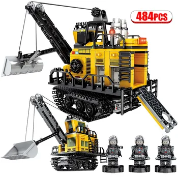 

484PCS City Engineering Machinery Forklift Car Building Blocks Technic Excavator Truck Figures Bricks Toys for Children