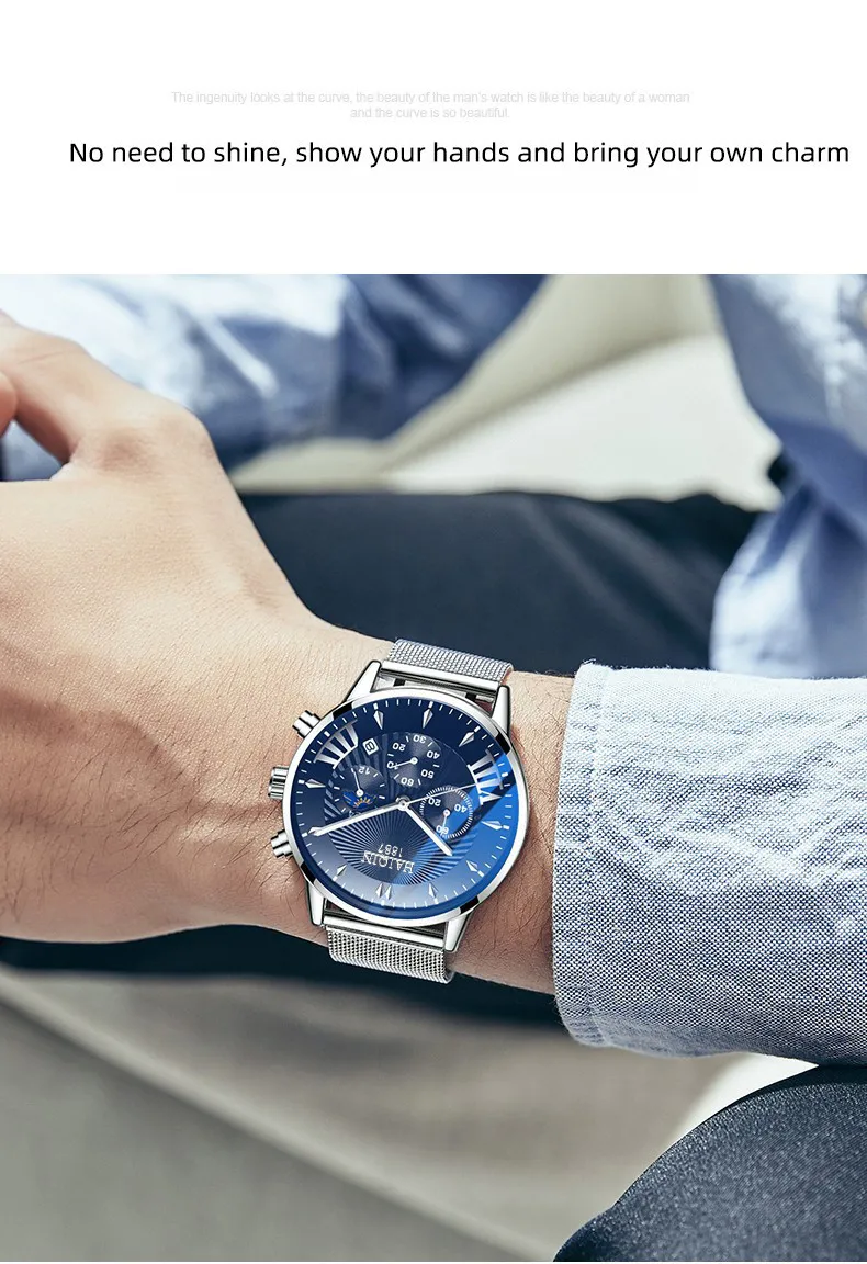 Мужские s часы лучший бренд класса люкс HAIQIN военные водонепроницаемые часы Мужские Бизнес Кварцевые хронограф сетка стальные часы Relogio Masculin