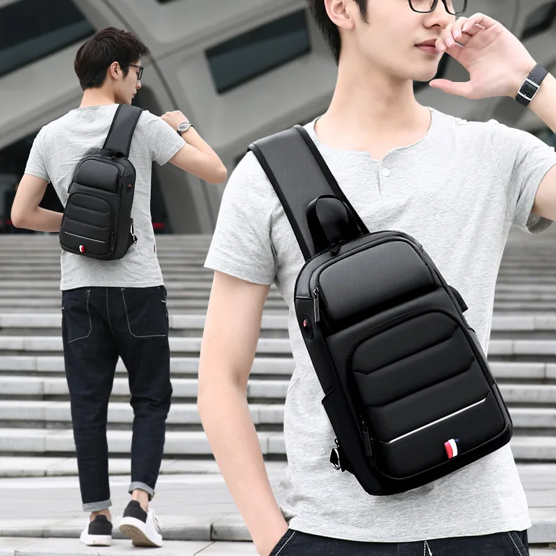Crossten Crossbody Bags Multifunctional back Backpack USB Charging Messenger Sling Chest Bag Oxford Single Shoulder Strap Pack