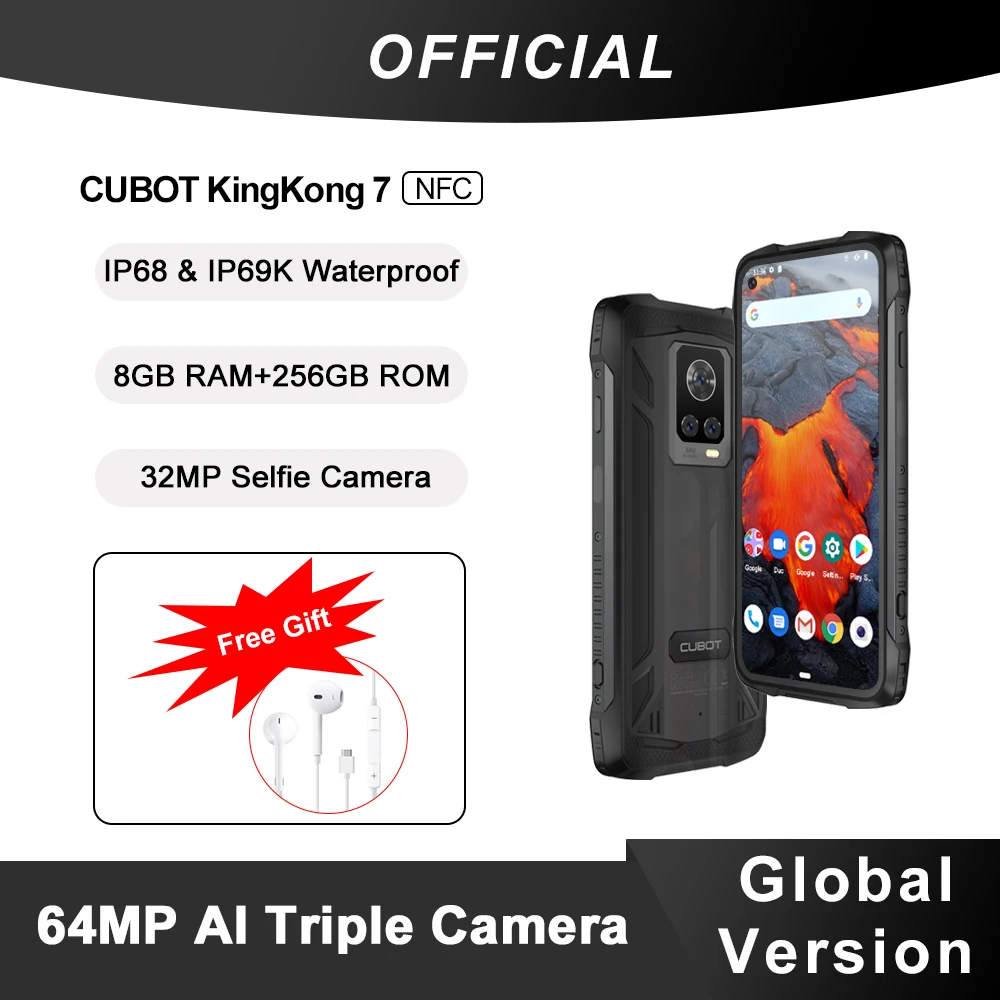 Cubot King Kong 7 IP68 IP69K водонепроницаемый смартфон 6 36-дюйма FHD+ экран тройная камера 64МП
