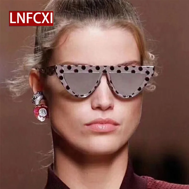 LNFCXI винтажные треугольные солнцезащитные очки в горошек кошачий глаз для женщин