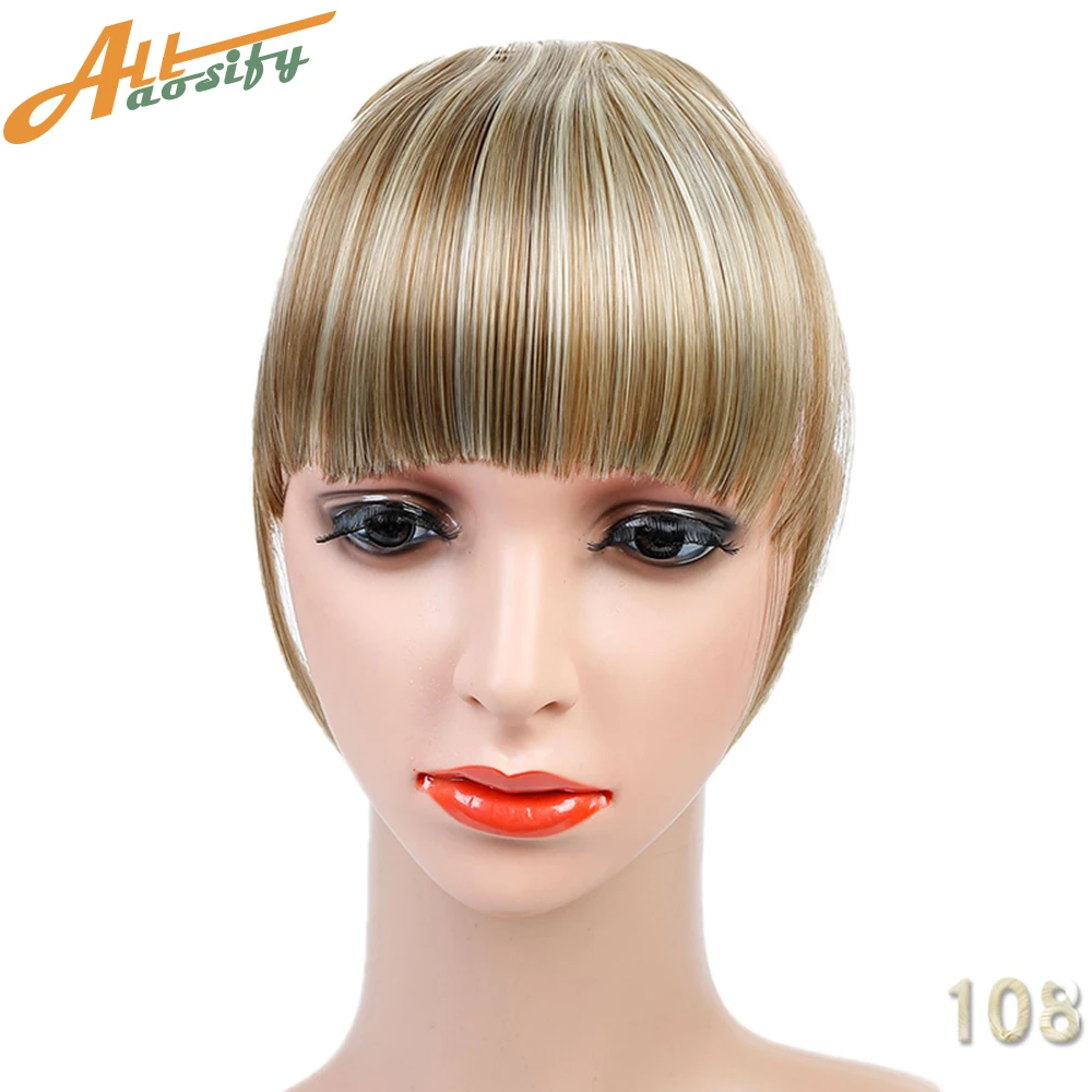 Allaosify короткие синтетические челки термостойкие волокнистые волосы женские натуральные короткие поддельные волосы челка женские волосы имитация челок - Цвет: 108