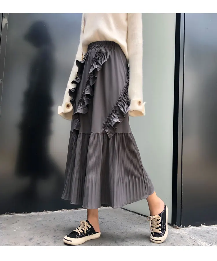 Сделать плиссированные юбки qiu dong женский хан издание falbala темперамент слова Юбки Длинные Нерегулярные торт юбка