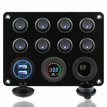 

12V-24V 8 Gang Waterproof Circuit Breaker Toggle Switch Panel For Car Sea Boat RV Truck ATV UTV Camper Caravan