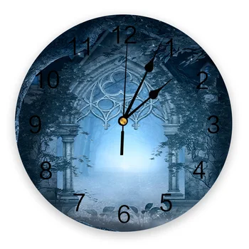 

Night Courtyard Ornate Palace Sacred Mystery Wall Clock Silent Non Ticking Round Clocks Home Office Classroom School Decorative