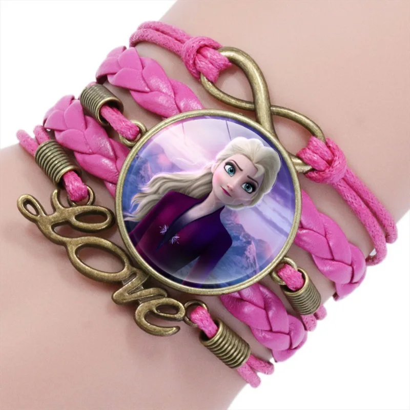 Disney Frozen II Princess Elsa anna Time Gem Multi-layer Bracelet doll Children's girls Cartoon Pink Braided Bracelet Disney Frozen II Princess Elsa anna Time Gem Multi-layer Bracelet doll Children's girls Cartoon Pink Braided Bracelet