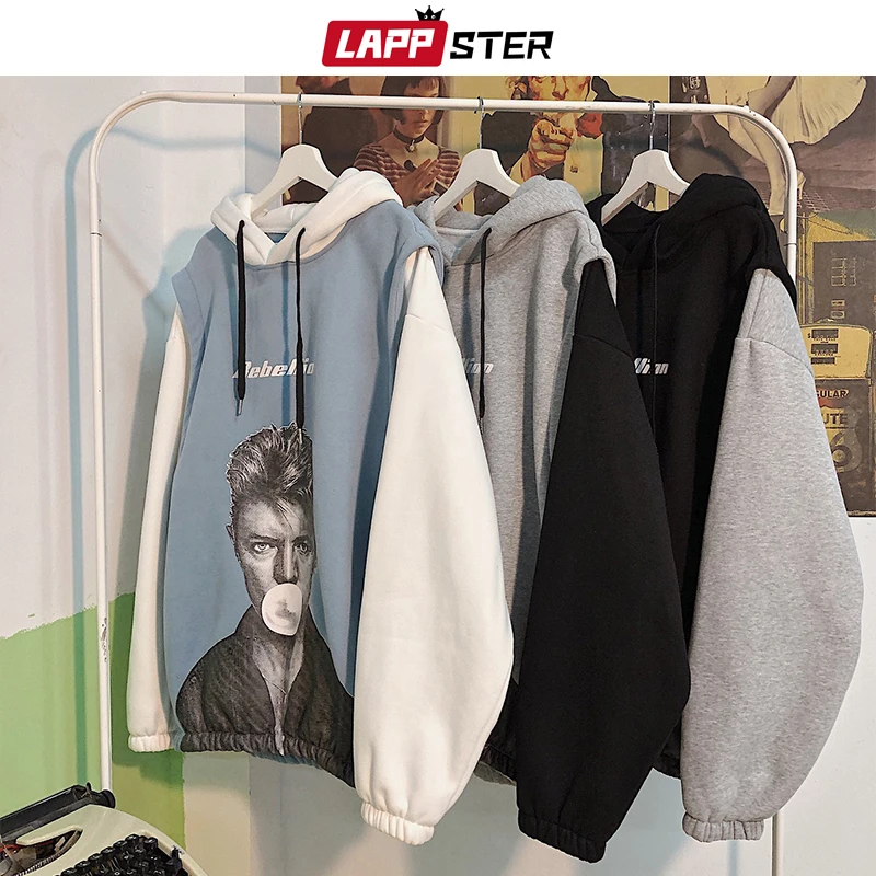 LAPPSTER, мужская Японская уличная одежда, толстовки с капюшоном,, мужские забавные негабаритные толстовки Харадзюку, парные корейские цветные толстовки с капюшоном