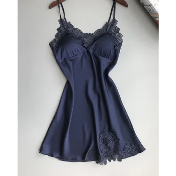 

Women Nightgdress Sexy Sleepwear Silk Nightwear Spaghetti Strap Lace Nightgowns Sleepshirt Sleep & Lounge Women Night Dress