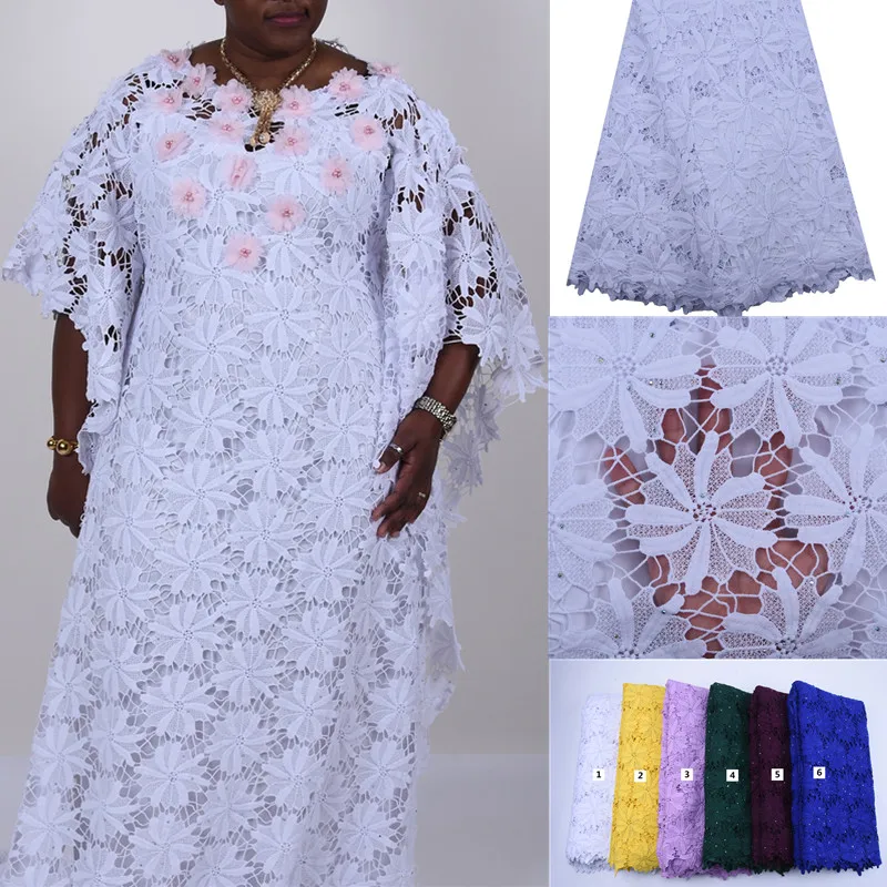 

Kalume High Quality African Lace Fabric Soft Nigerian Guipure Cord Laces Green Water Soluble Cord Lace Fabrics For Party F1831