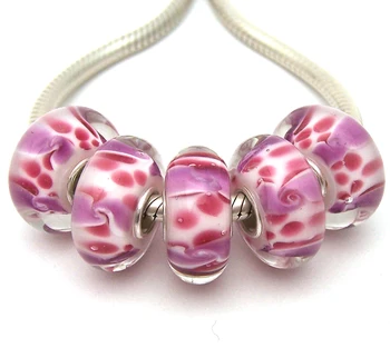 

JGWG1221 5X 100% Authenticity S925 Sterling Silver Beads Murano Glass beads Fit European Charms Bracelet diy jewelry Lampwork