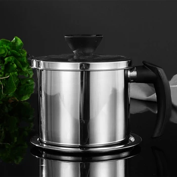 

2L Stainless Steel Cooking Oil Cylinder Storage Container with Removable Built-in Mesh Strainer& Base Tray