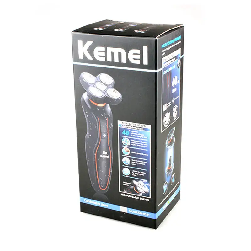 KEMEI KM-6181 моющийся триммер для бороды перезаряжаемый электробритва с пятью лезвиями электрическая бритва для мужчин уход за лицом 5D плавающая бритва