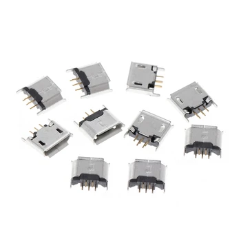 

10 Pcs Micro USB Type B Female Socket 180 Degree 5-Pin SMD SMT Soldering Jack