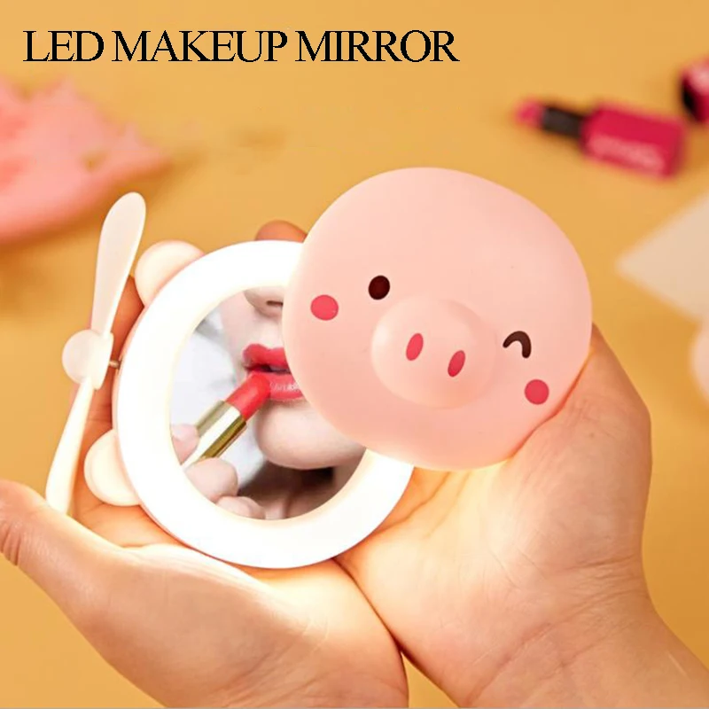 

Woman Portable LED Makeup Mirror Mini USB Chargeable Lighting Cosmetic Mirror Creative Present Gift for Girl Friend Kid Surprise