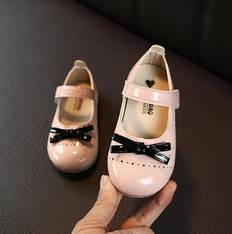 

Spring Summer Children's Shoes Girls Bow Leather Shoes Fashion Princess Flat Shoes Size 21-25