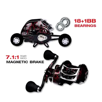 

DW121 7.1:1 Aluminum Alloy 18+1BB Spool 10KG Max Drag Baitcasting Fishing Reel Bait Casting Reels Metal Fishing Reel