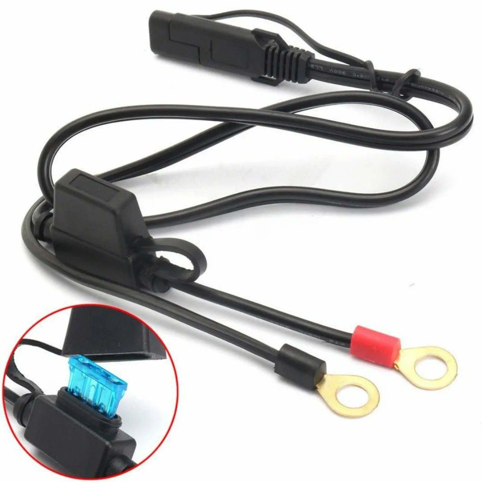 12V Motorcycle Battery Terminal Ring Connector Harness Charger SAE Adapter Cable 