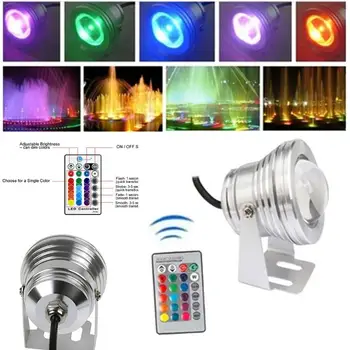 

Underwater Light with Remote Control Garden Fountain Spotlight Aluminum Waterproof 10W LED Spot RGB IP65 DC