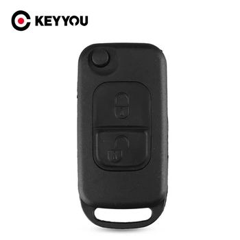 

KEYYOU Remote Flip Car Key Shell For Mercedes Key Shell 2 Buttons For Mercedes Benz SLK E113 A C E S W168 W202 W203 HU64 Blade