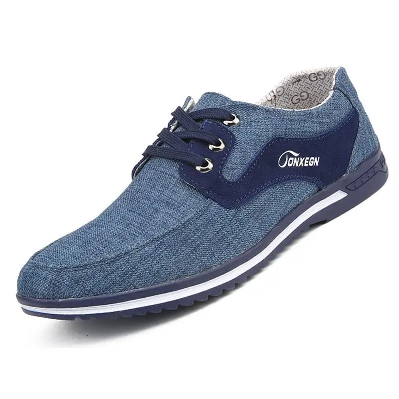 

High Quality Espadrilles Mens Casual Canvas Shoes Breathable Lace Up Flats Loafers Spring Comfortable Driving Shoes Blue Zapatos
