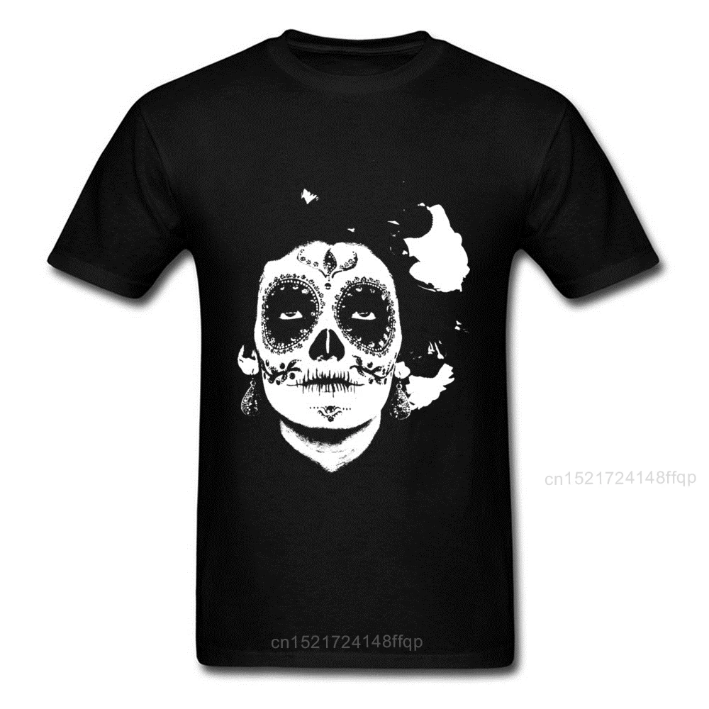 Мужская черно-белая футболка с принтом la Calavera de Catrina хлопковая короткими рукавами