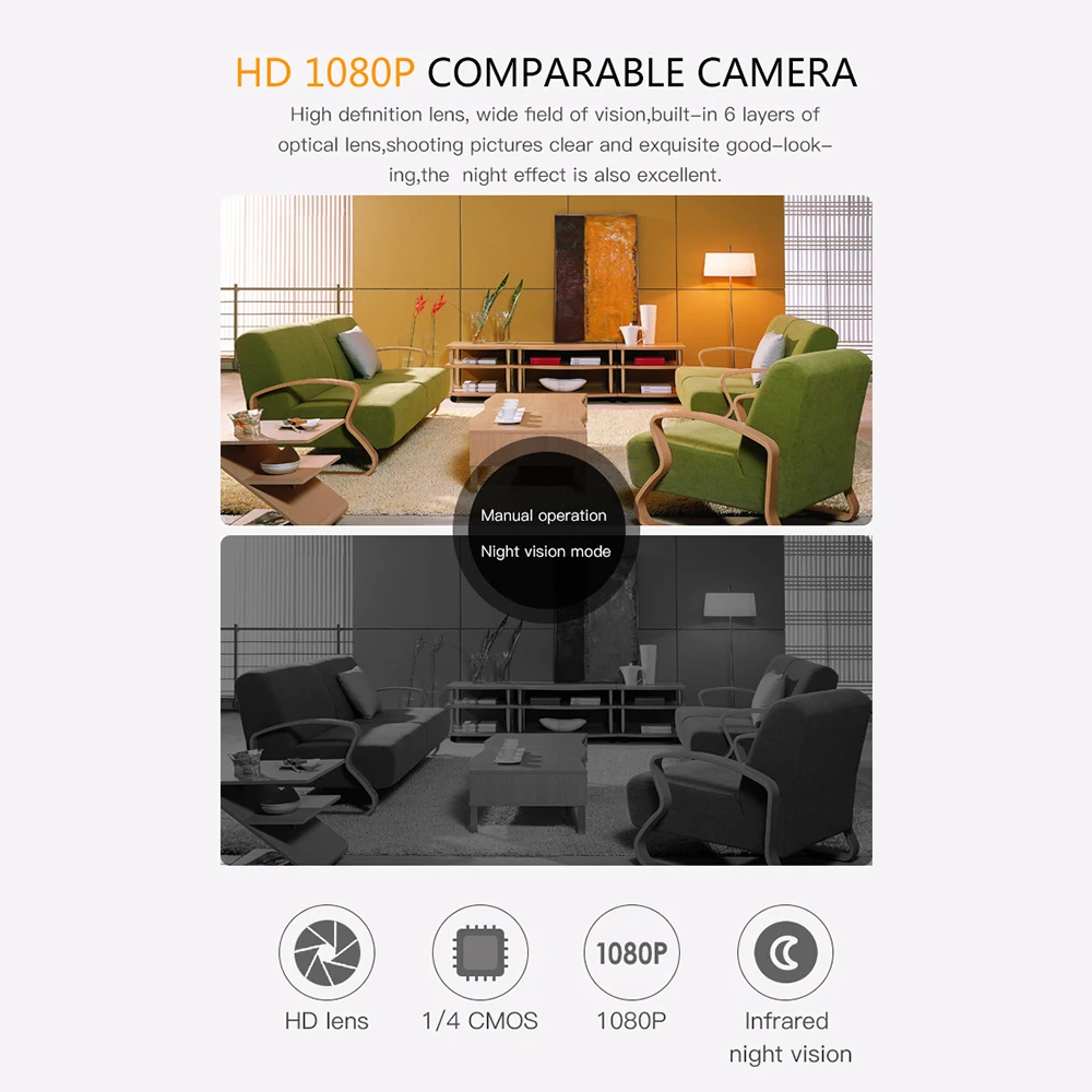 Мини-камера HD 1080P IP ночное видение носимая микро-Камера Портативный видео рекордер датчик движения безопасности магнитная задняя камера s