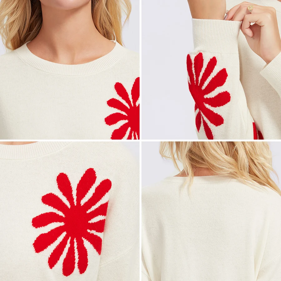 MIEGOFCE sweater hollow out dimensionless sweater O-neck pullover solid color loose Regular sleeve autumn knitted female