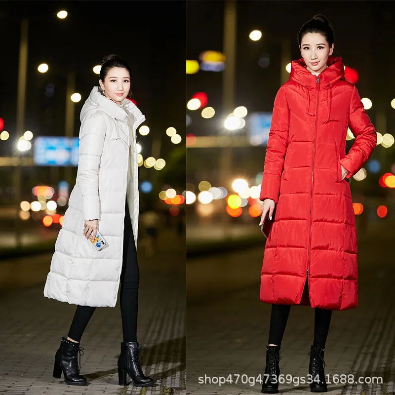 

2018 Autumn And Winter New Style Korean-style Cotton-padded Clothes Women's Long over-the-Knee down Jacket Cotton-padded Clothes