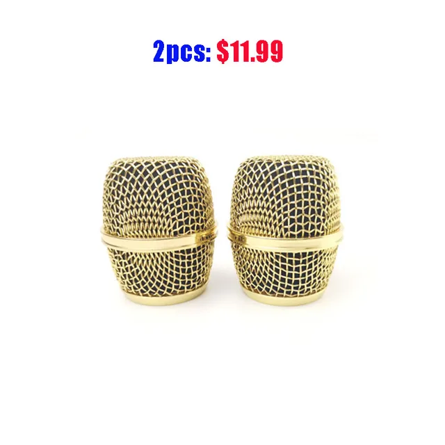 2pcs Polished Gold Beta87A Mesh Grille Metal Ball For Shure Microphone Accessories Wholesales 2pcs