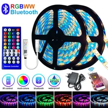 5M-30M LED Strip Light Bluetooth RGBWW SMD 5050 LED Lights DC12V RGB Led tape diode ribbon flessibile APP Phone Control adapter