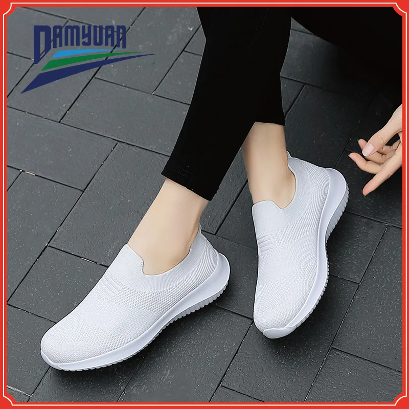 2020 Lightweight Womens Socks Shoes Comfortable Casual Shoes Breathable Mesh Sneakers Ladies Flat Shoes for Women Large Size 42