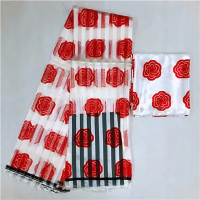 Горячая шелковой органзы африканская Анкара ткань 4+ 2 ярдов/шт шелковая ткань воск африканская ткань для женского платья - Цвет: MJ120726S8