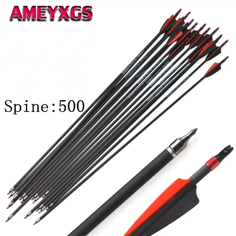 

6/12/24Pcs 30" Archery Fiberglass Arrows Replaceable Broadhead SP 500 Glass Fiber Arrow For Outdoor Hunting Shooting Accessories