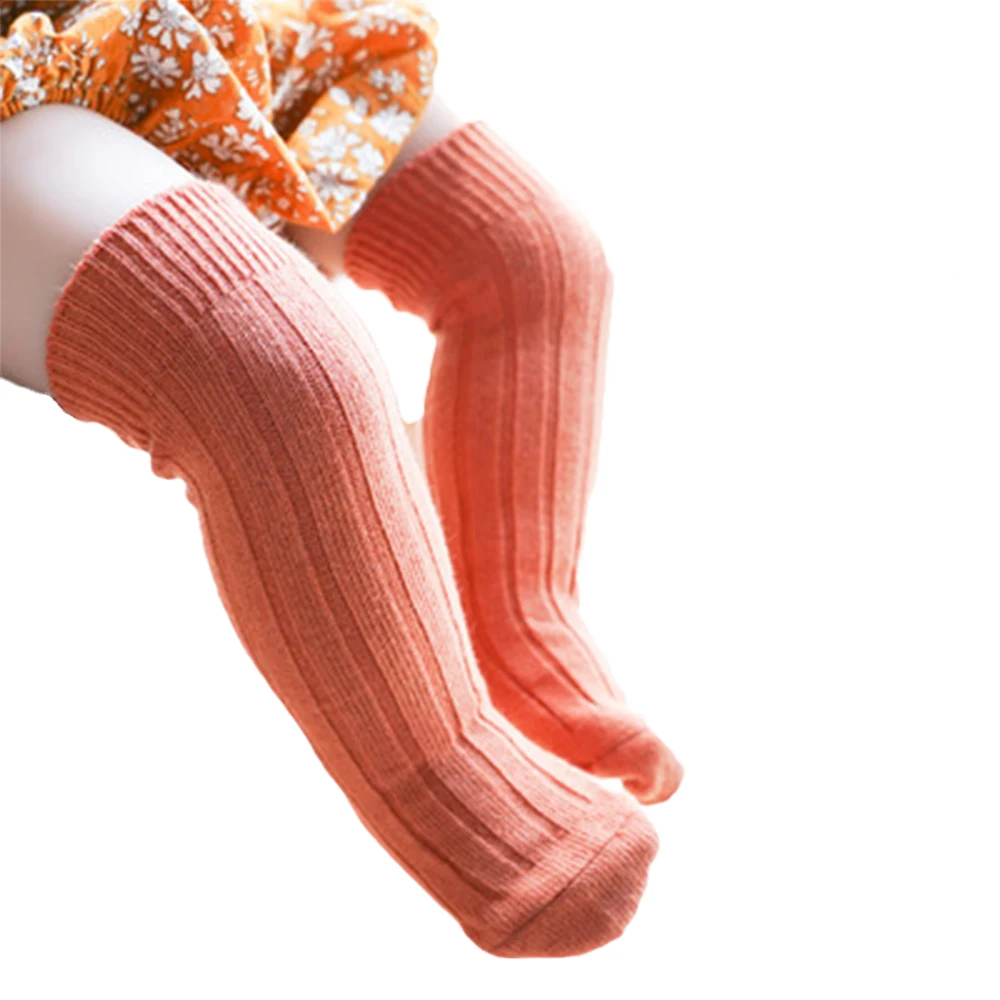0-5Years Kids Toddler Infant Baby Girls Boys Solid Anti-Slip Knitted Long Stockings Cotton Knee Stockings