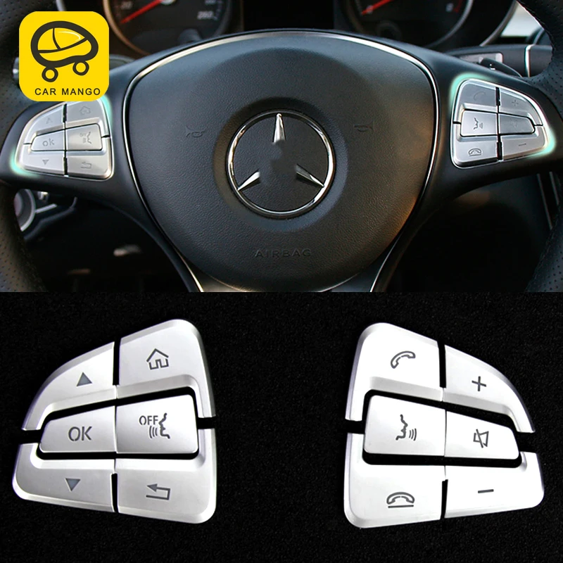 Carманго для Mercedes Benz C Class W205- Авто Рулевое колесо Кнопка рамка накладка наклейка украшения Аксессуары