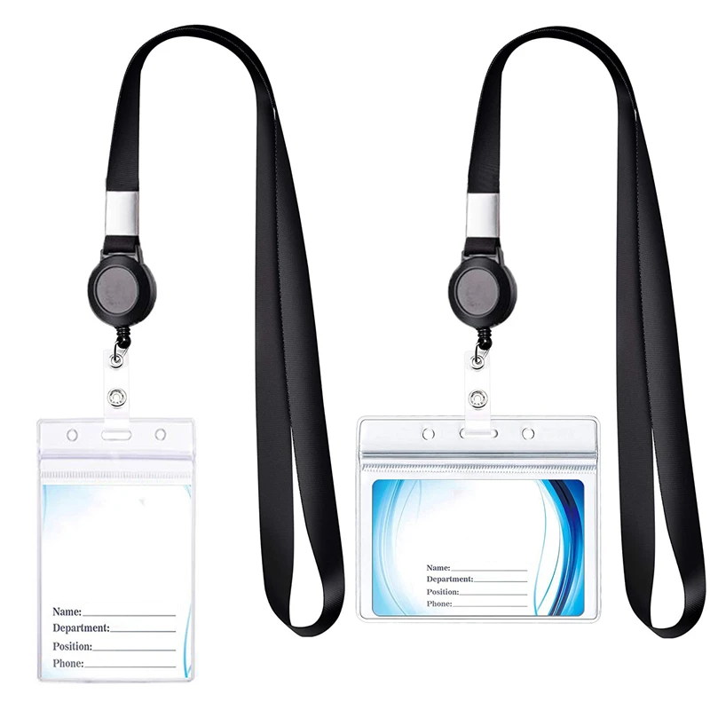 1PC Name Badge Holder Transparent Exhibition ID Card with Lanyard Neck Strap for Student Staff Nurse School Office Accessories | Канцтовары
