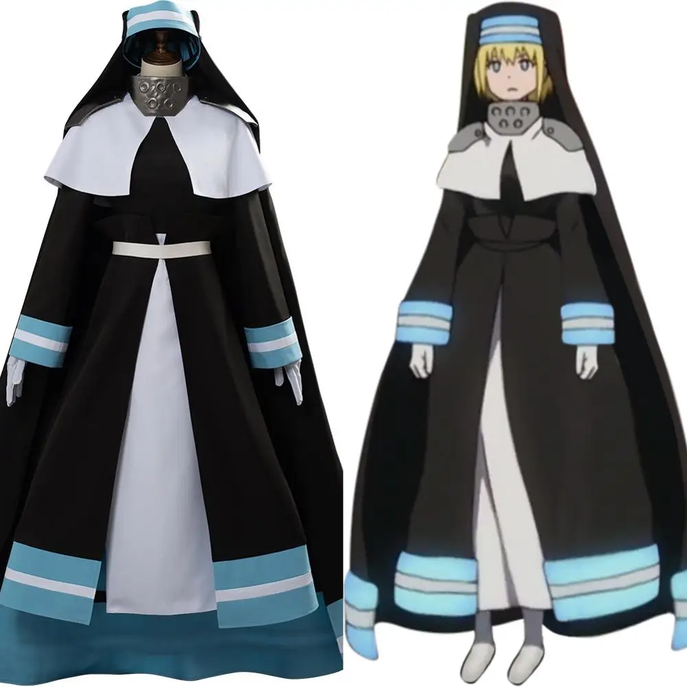 

Anime Fire Force Cosplay Iris Nun Cosplay Costume Dress Battle Suit Fireman Team Uniform Halloween Outfits Dress
