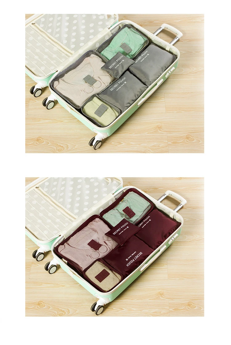 Travel 6Pcs Set Accessories suitcase organizer Clothes Storage Waterproof Bag Luggage Portable Organizer Packing Cube