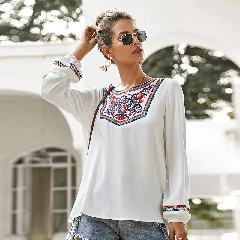 

New Arrival Indie Folk T-Shirt O-Neck Long Lantern Sleeve Tops Ladies Spring Summer Casual T Shirt Clothes Camiseta Mujer 2020