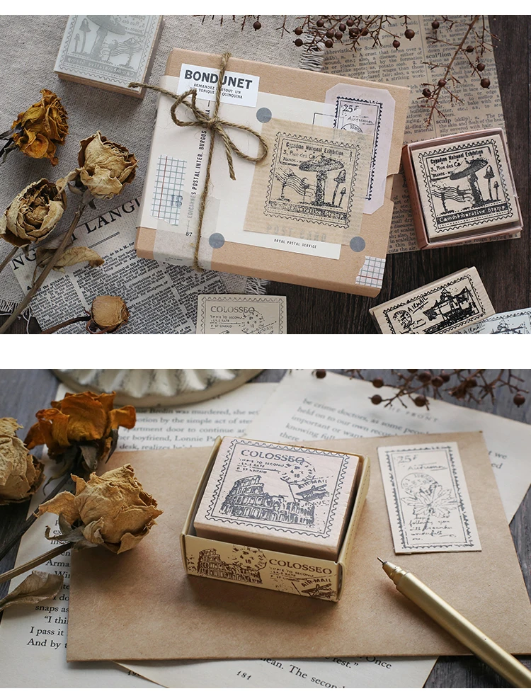 Винтажный букет почтовая марка этикетка украшение штамп деревянные резиновые штампы для DIY ремесло Стандартный штамп