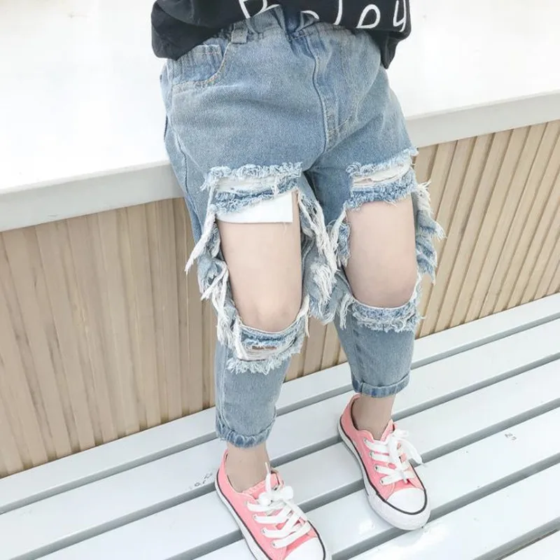 Dfxd New 2-7t Spring Big Broken Kids Jeans For Girls Boys Toddler Clothes Casual Loose Ripped Jeans Children Denim Jeans Kids Jeans - AliExpress