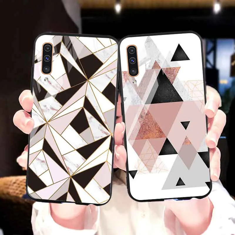 Мраморный чехол для Samsung A50 A10 A10s A20s A30 A40 A51 A60 A70 A5 A6 A7 A8 Plus 2018 чехлы из закаленного