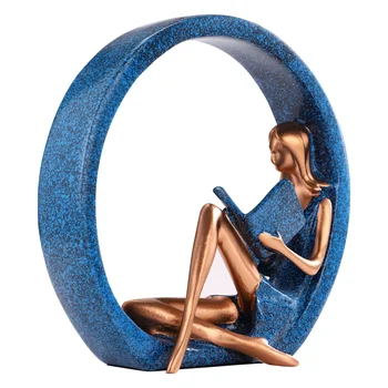 

1 Pc Resin Statue Household Charming Resin Ornament Reading Girl Statue Resin Decoration for Living Room Home Bedroom