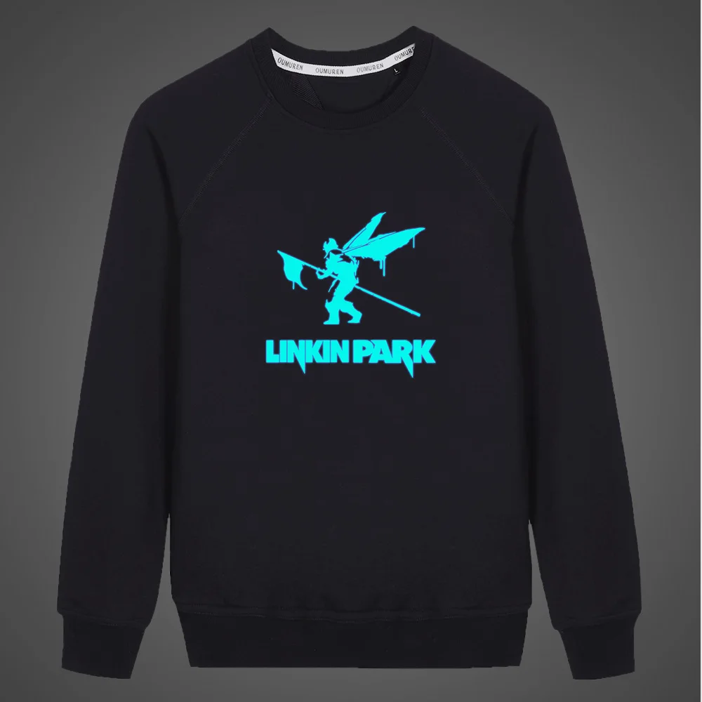 Флуоресцентная светящаяся рок-группа Linkin Park, толстовка для мальчиков и девочек,, мужское осеннее пальто, унисекс, толстовка с капюшоном, Детская Повседневная Толстовка с круглым вырезом - Цвет: 01
